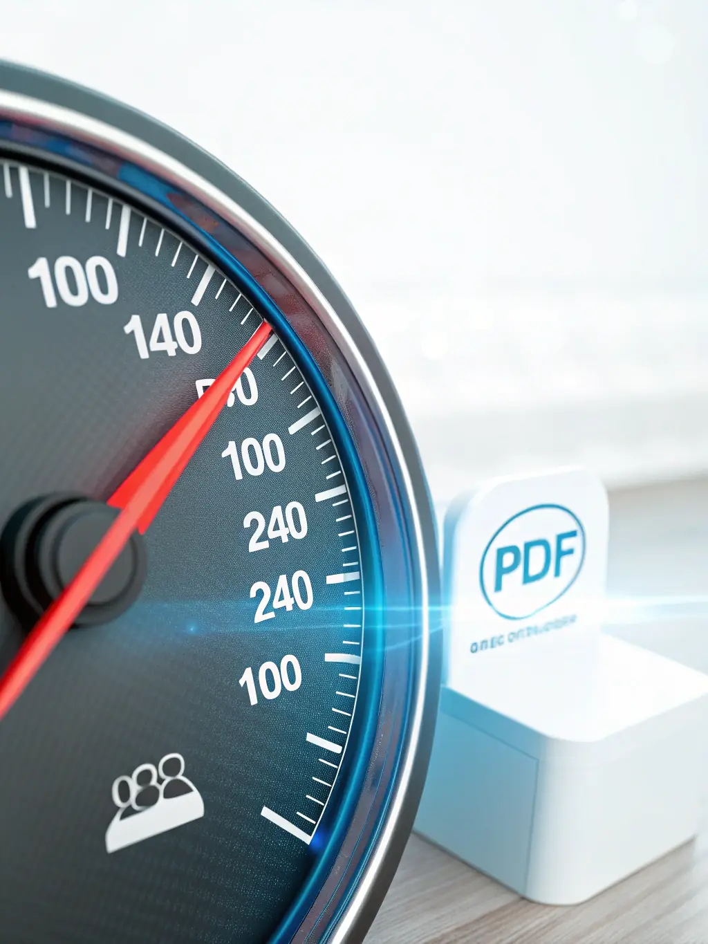 A speedometer graphic with an arrow pointing to 'Fast, ' representing the speed and efficiency of Colmax Solutions' services.