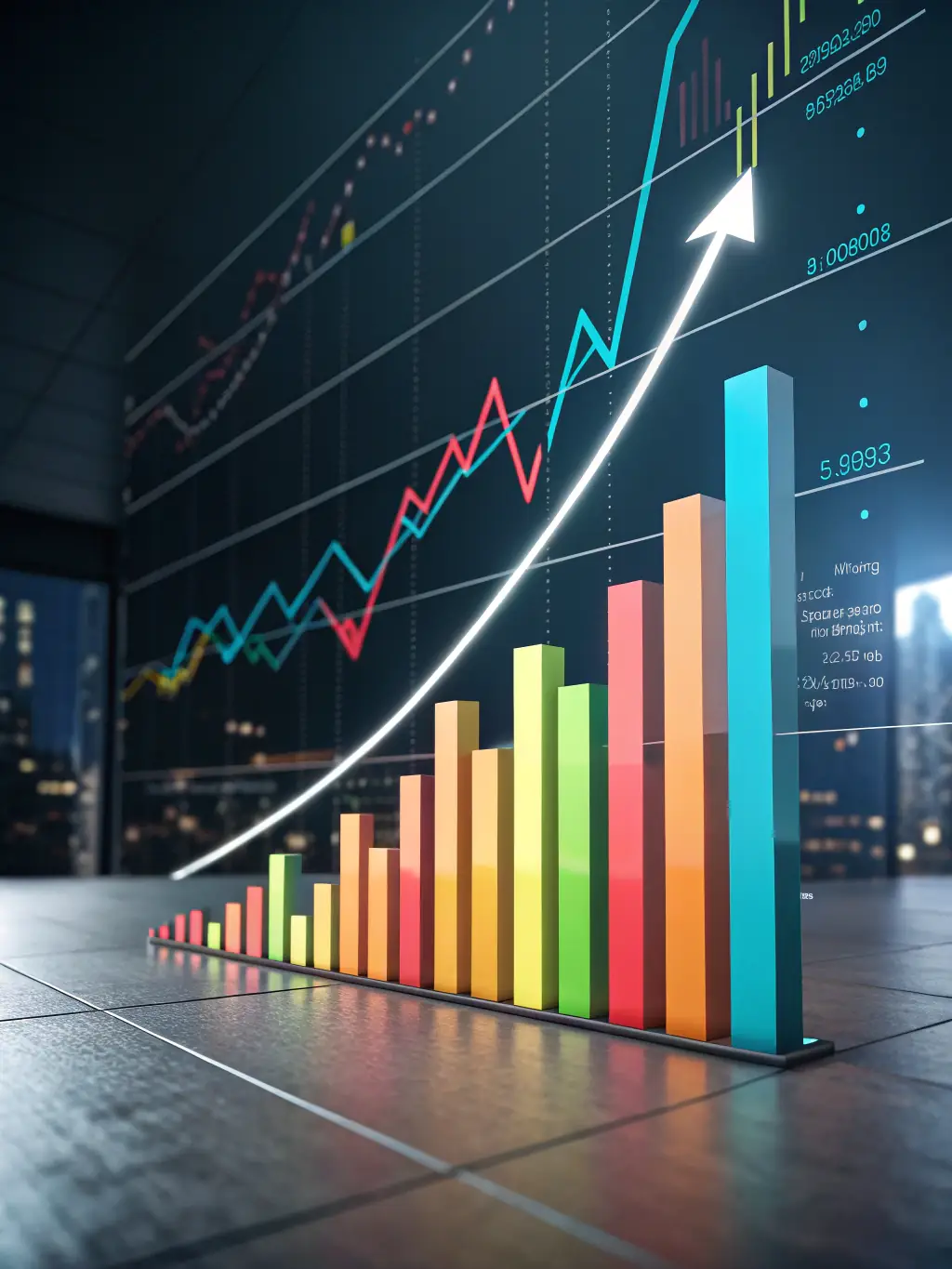 A bar graph showing upward trends, representing measurable results and the success Colmax Solutions brings to its clients.